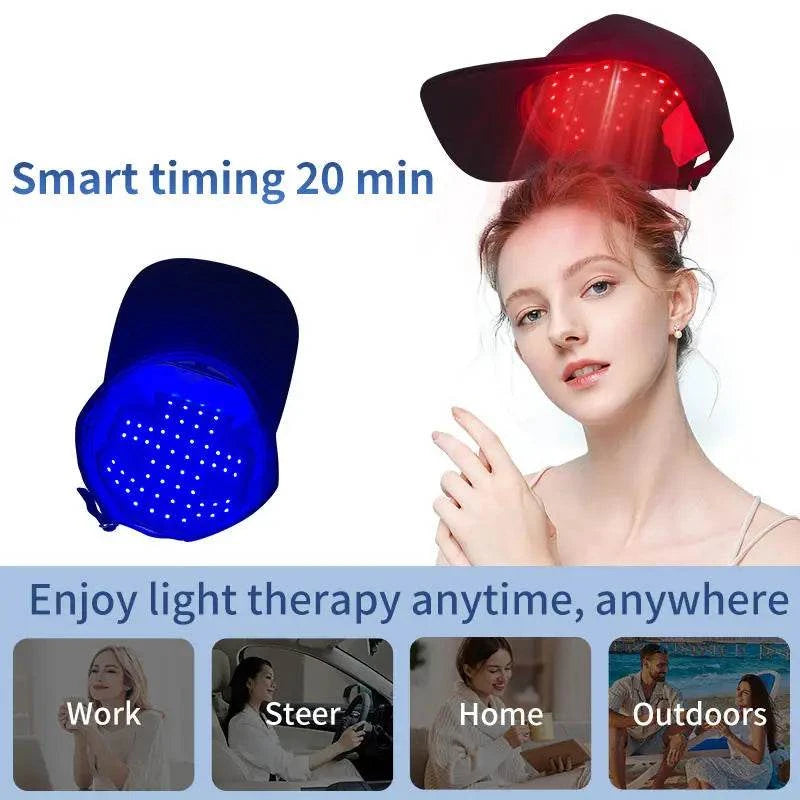 Portable Wireless Red&Blue Light Therapy Board for Hair Fast Growth Infrared Light Hat for Anti-hair Loss Treatment USB Charging