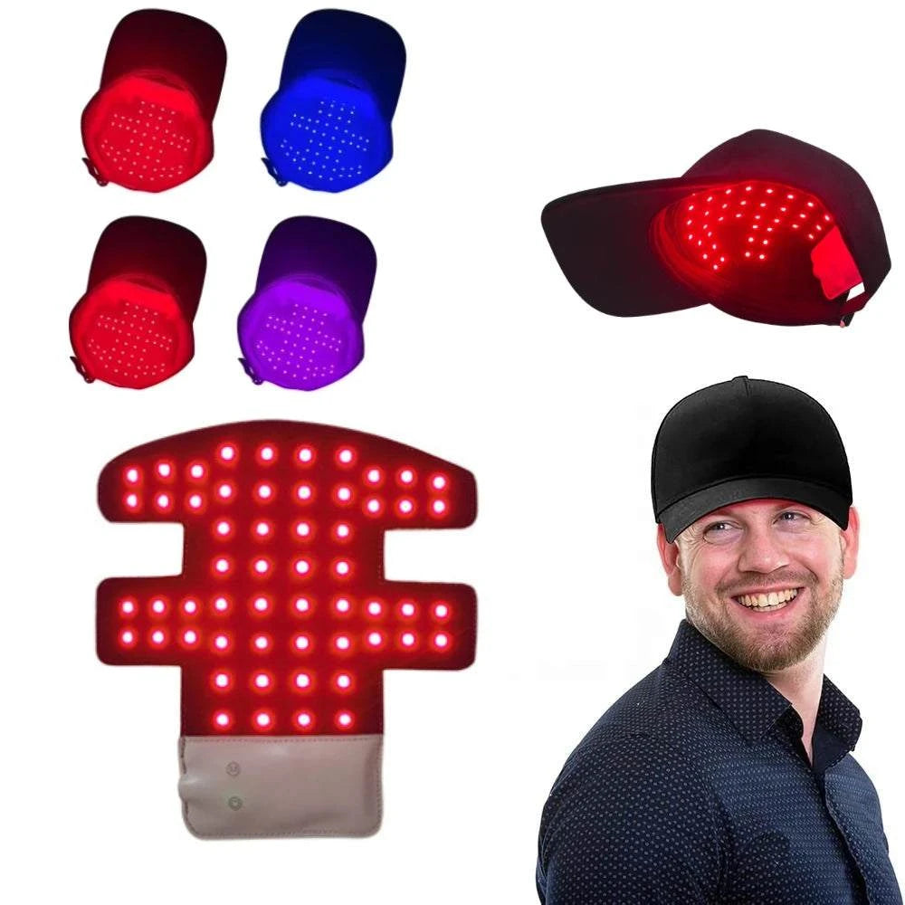Portable Wireless Red&Blue Light Therapy Board for Hair Fast Growth Infrared Light Hat for Anti-hair Loss Treatment USB Charging