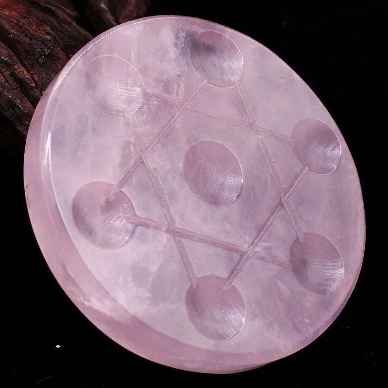 10cm Natural Rose Quartz Crystal Seven Chakra Reiki Therapy Crystal Grid 7-Star Array Board for Energy Healing