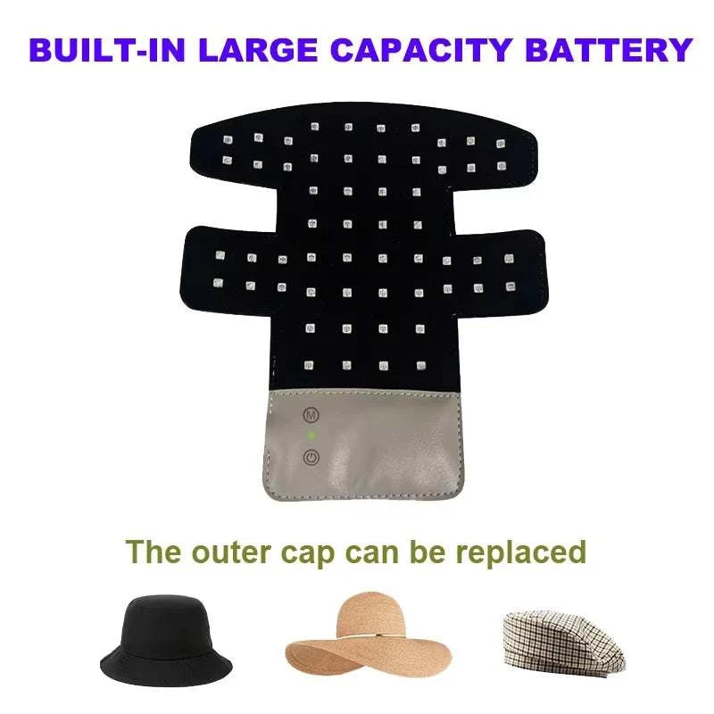 Portable Wireless Red&Blue Light Therapy Board for Hair Fast Growth Infrared Light Hat for Anti-hair Loss Treatment USB Charging
