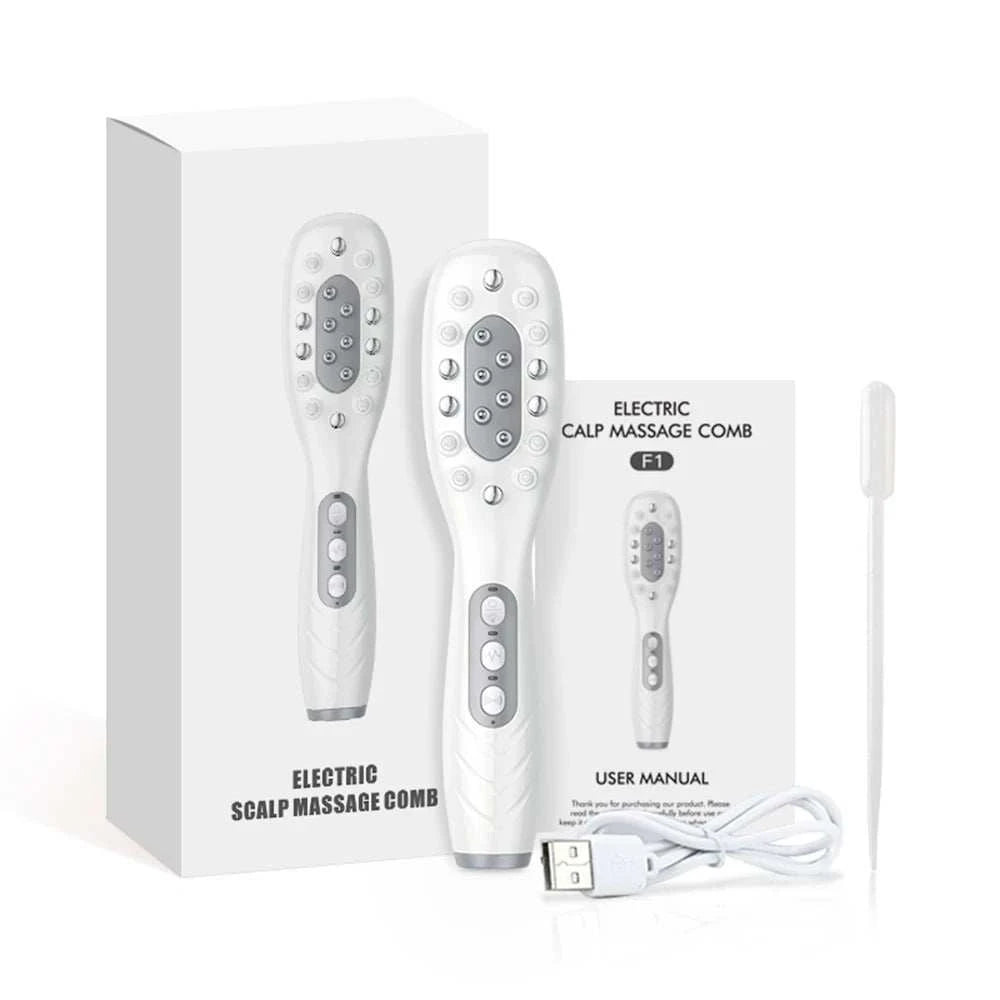 Electric Scalp Massage Comb Red Blue Light Therapy Hair Growth EMS Vibration Massage Brush Liquid Oil Applicator Anti Hair Loss
