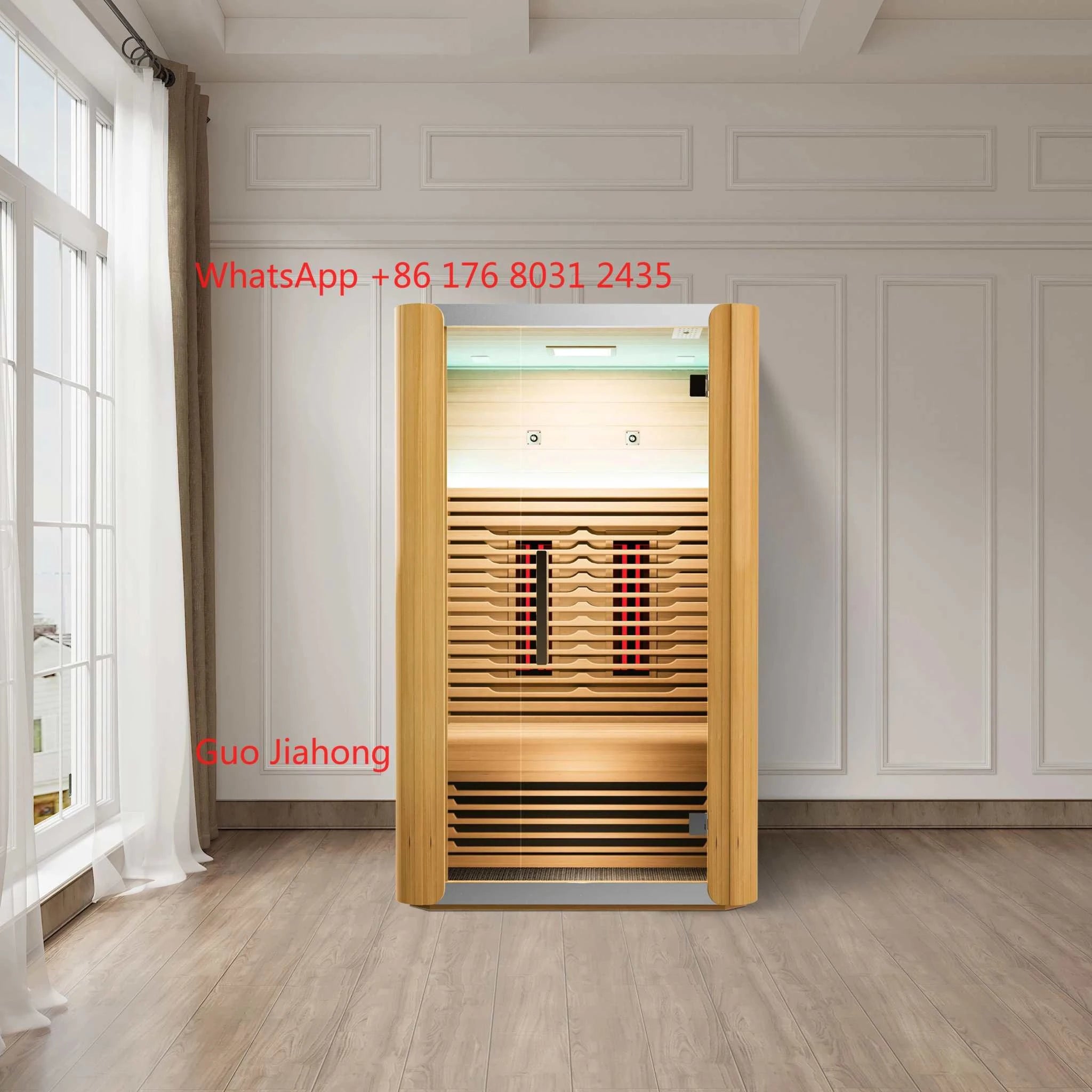 2026 Modern Canadian Hemlock Cedar Heating Sauna 1-3 Person Full Spectrum Red Light Therapy Indoor Wooden Sauna