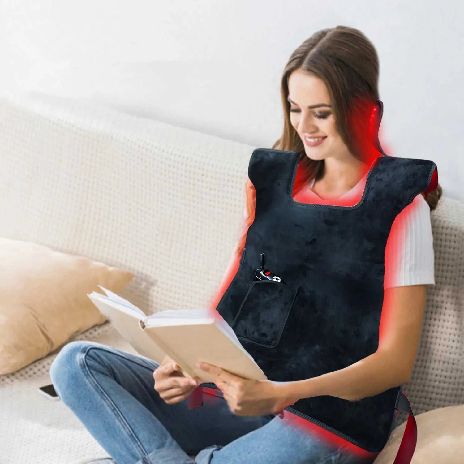 2025 New Arrival Home Use 80*56cm 80W 660nm 850nm Flexible Heat Pain Relief Red Light Therapy Waistcoat