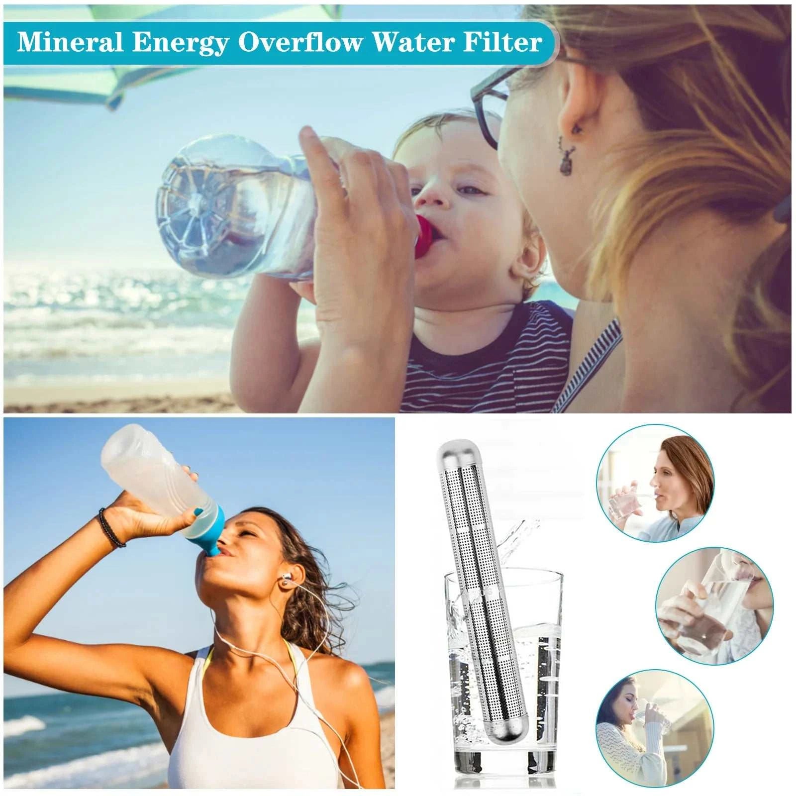 Alkaline Stick Water Purifier Family Stainless Steel Raise PH Charged Structured Purifier Alkaline Water Hydrogen Filter Stick