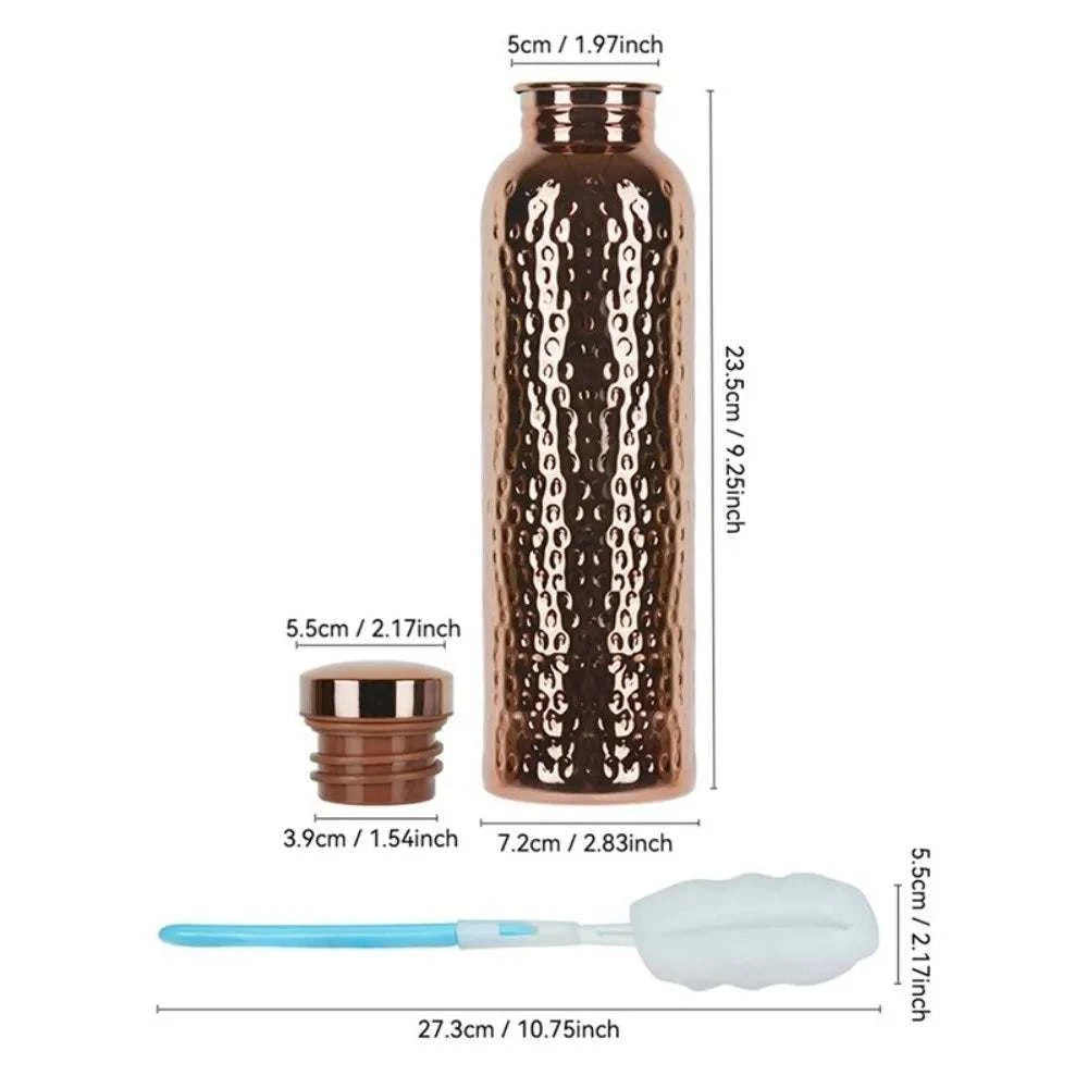 800ML Copper Water Bottle One-Click Open Lid Anti-Slip Silicone Base Leakproof Sports Bottle Thermal Insulation