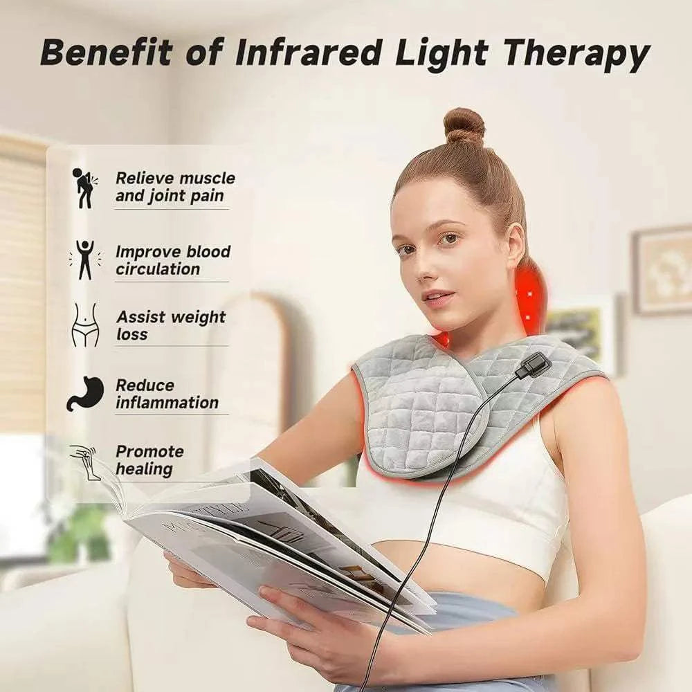 Shoulder Back Heating Pad RedLight Therapy for Body Wearable Near Infrared Shawl Therapy Belt Neck Warmer Adjustable Temperature