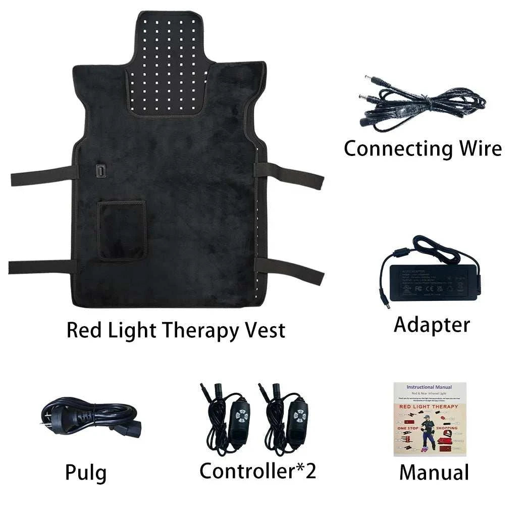 2025 New Arrival Home Use 80*56cm 80W 660nm 850nm Flexible Heat Pain Relief Red Light Therapy Waistcoat