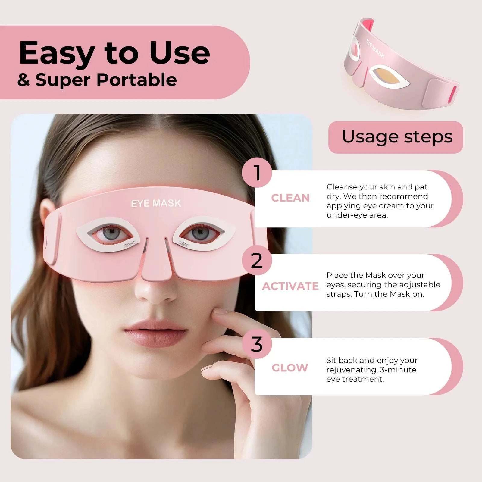 Eye Mask Eye Massager Beauty Care Device Eye Bags Remover Device 880NM Near Infrared Red Light Therapy Eye Mask Device