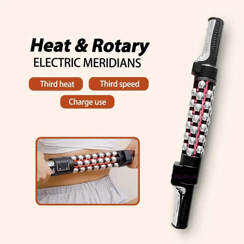 Muscle Massage Roller with Red Light Therapy - Deep Heat Compression & Meridian Massage Stick Muscle Soreness Relief Relaxation