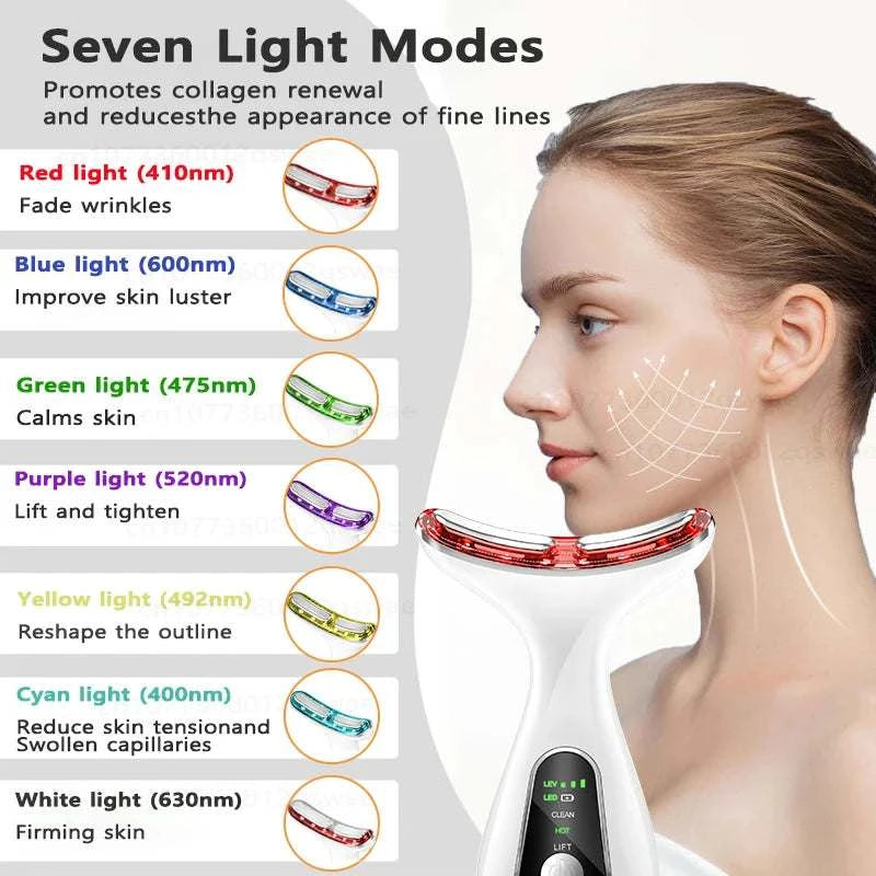Neck Face Device Vibration Massage for Face and Neck Face Lifting Machine Microcurrents Red Light Therapy Anti Wrinkle