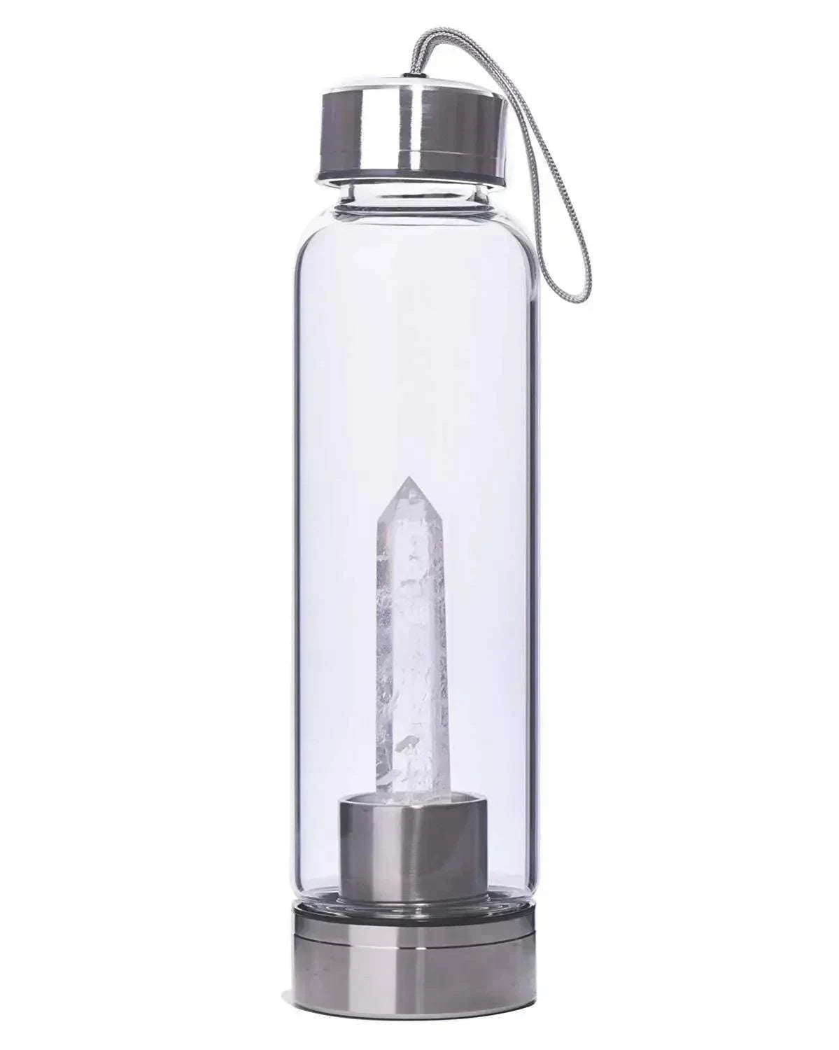 Water Bottle Natural Crystal Stone Diamond Point Healing Obelisk Wand Healing Elixir Quartz Crystal Gem Colors Rope Gemstone Cup