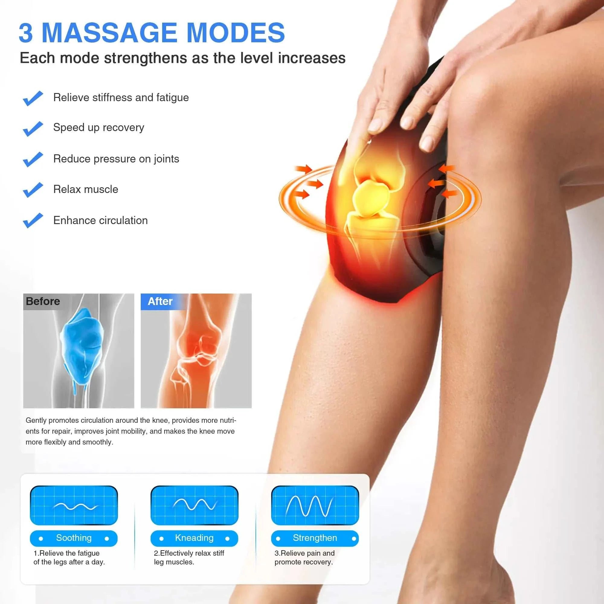 3 in1 Red Light Therapy Knee Massager Heat and Vibration Knee Pain Relief for Swelling Stiff Joints Stretched Ligament Muscles