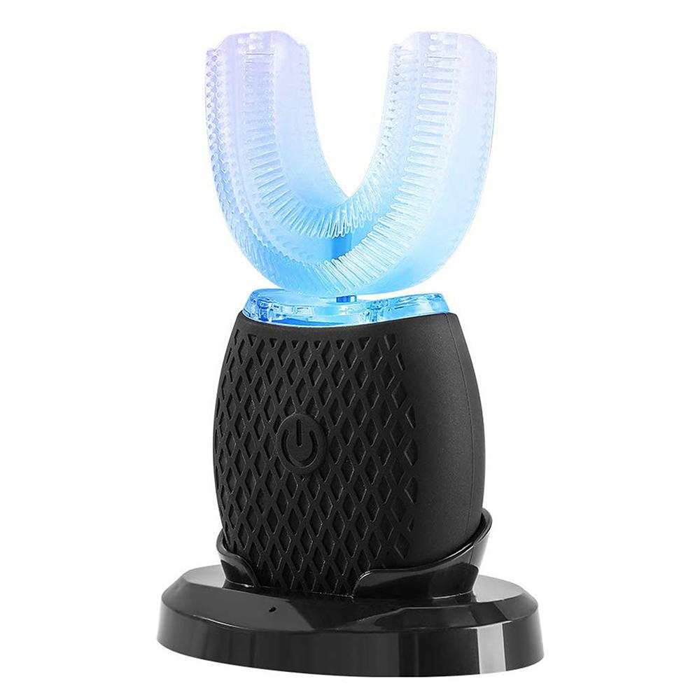 U-Shaped electric toothbrush with silicone bristles for automatic whitening and deep cleaning.