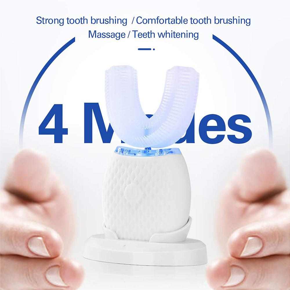 U-Shaped electric toothbrush with 360° cleaning and smart automatic whitening features.