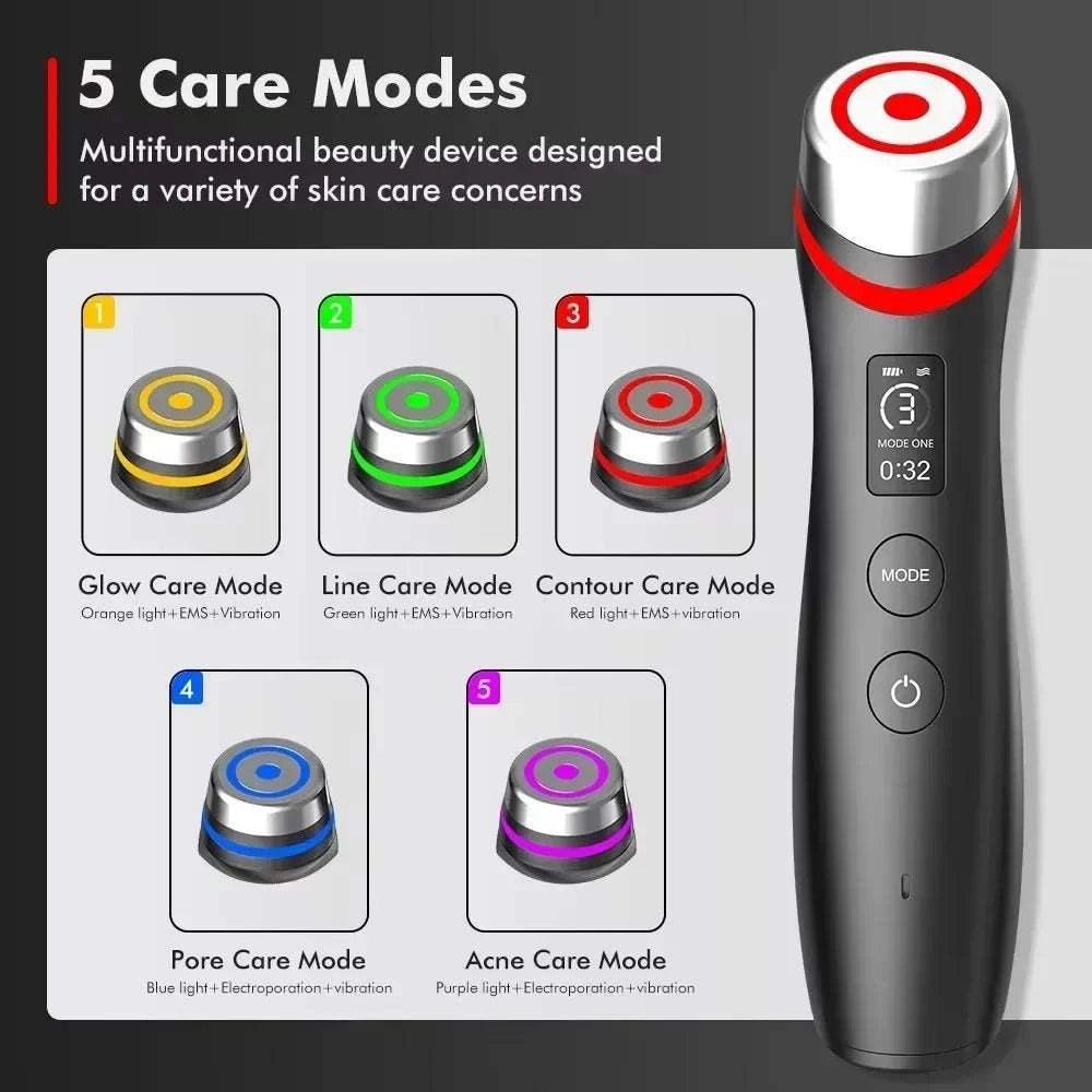 Booster Pro Led Facial Light Therapy 5 Colors Eye Beauty Wand Red Light Eye Massager For Skincare & Blue Rejuvenation Tool