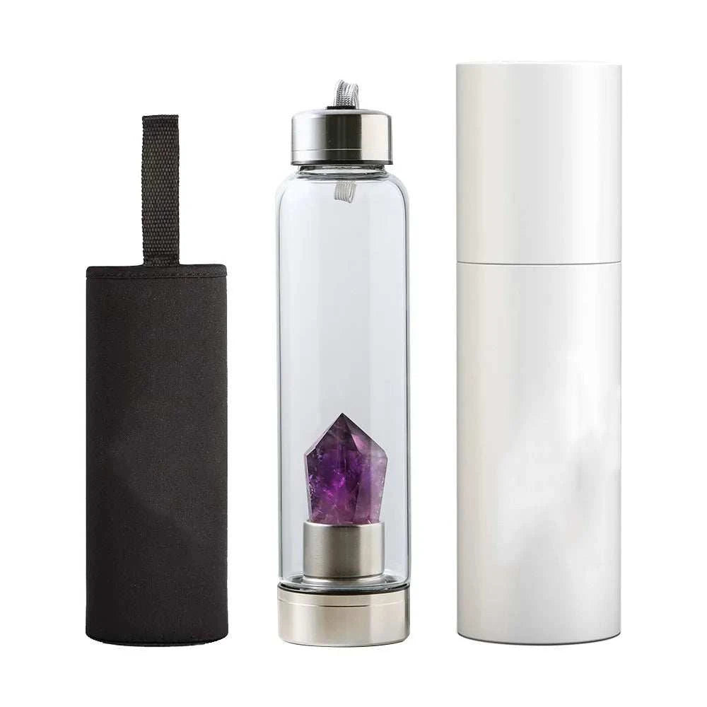 1pc Natural Hexagonal Single Tip Crystal Column Glass Mug Drinking Bottle Spa Tea Cups