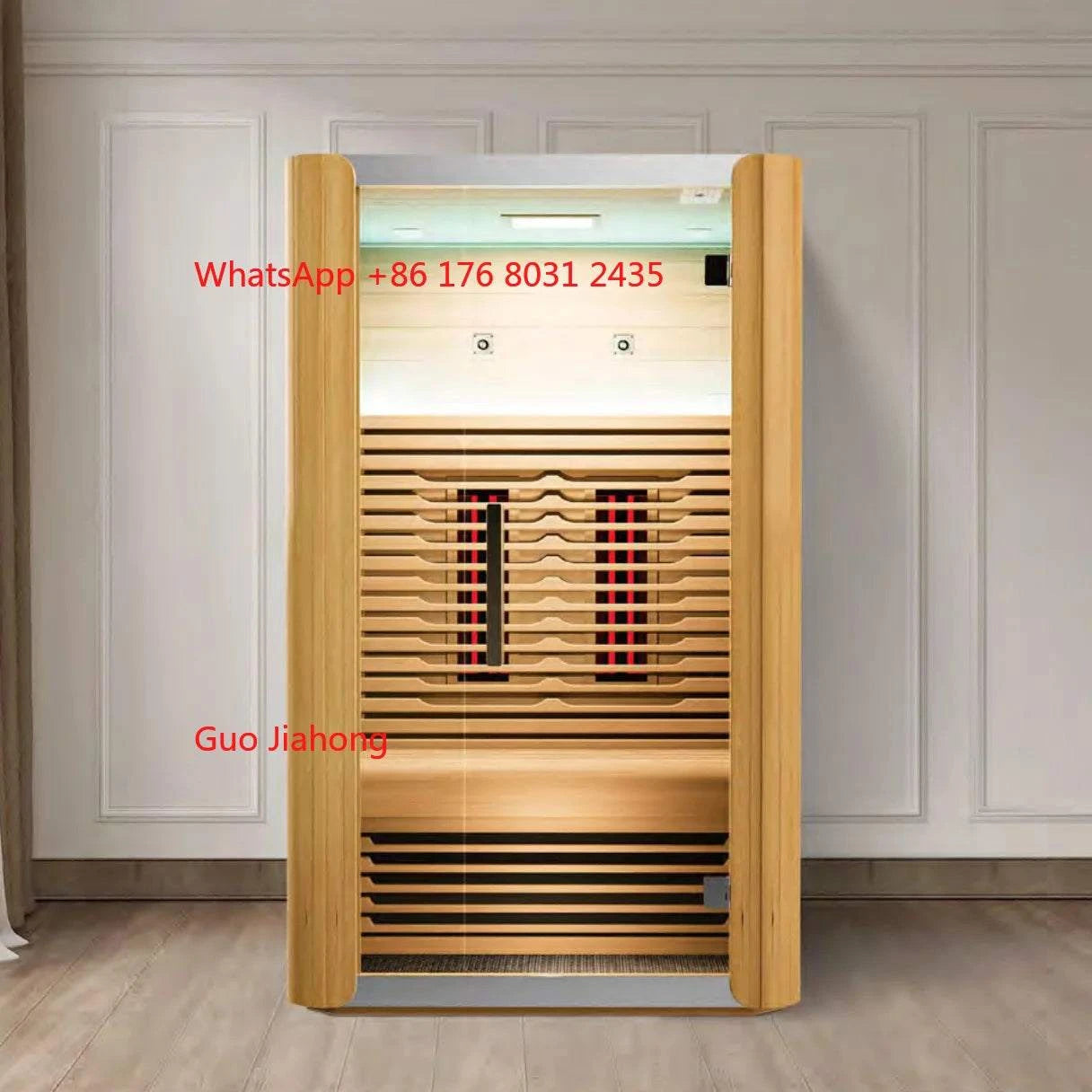 2026 Modern Canadian Hemlock Cedar Heating Sauna 1-3 Person Full Spectrum Red Light Therapy Indoor Wooden Sauna