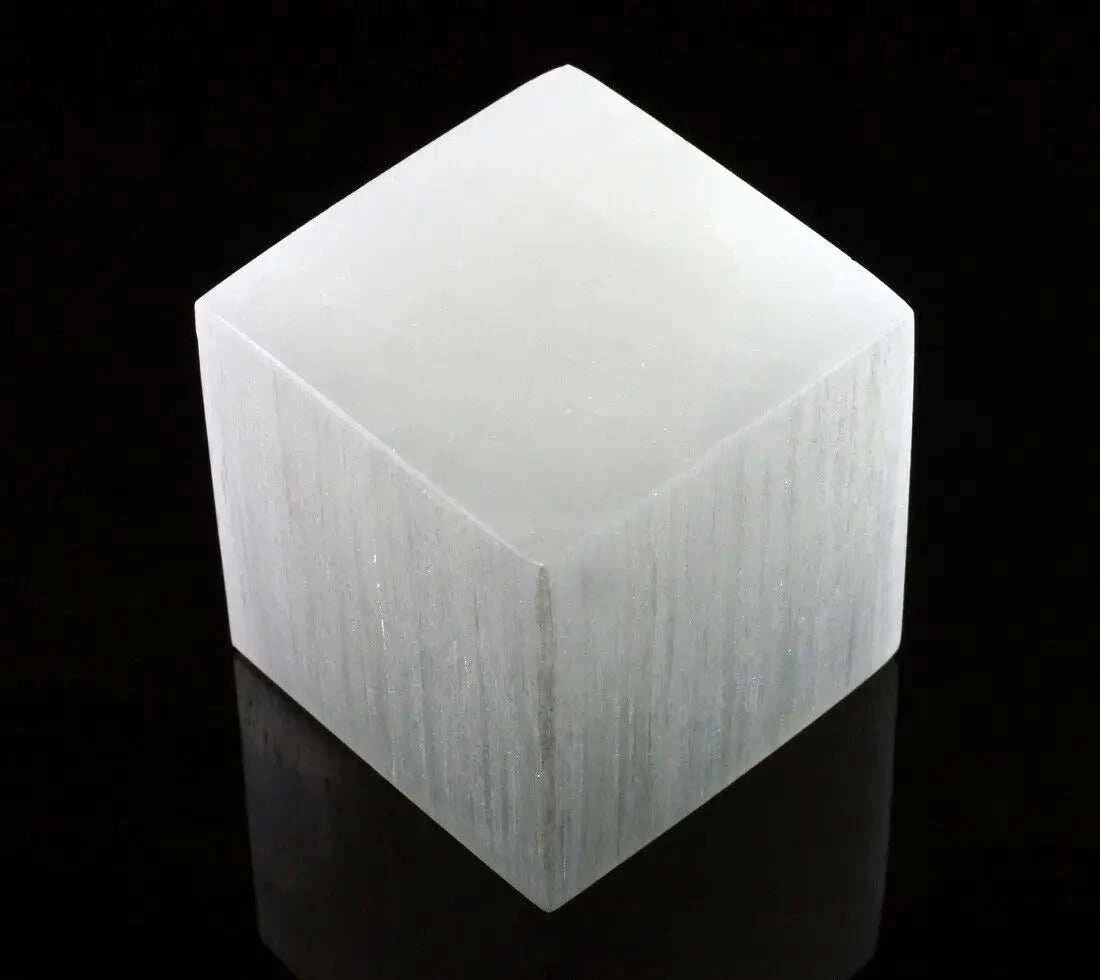 XL Selenite Crystal Charging Disk Plate Cube Square Statio Block Healing Cleanse-1PC