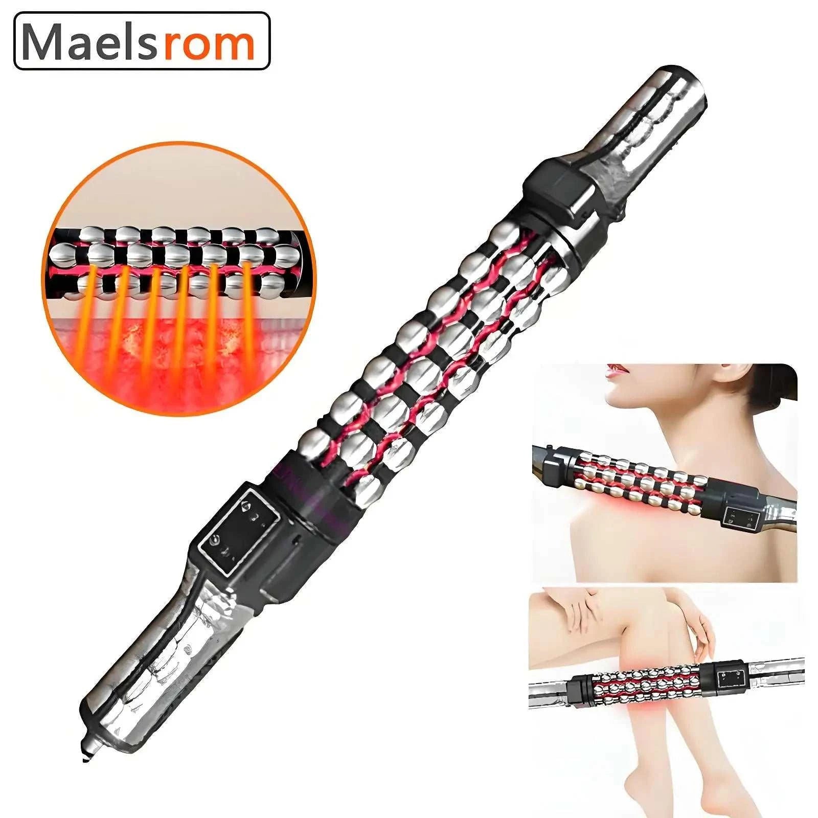 Muscle Massage Roller with Red Light Therapy - Deep Heat Compression & Meridian Massage Stick Muscle Soreness Relief Relaxation