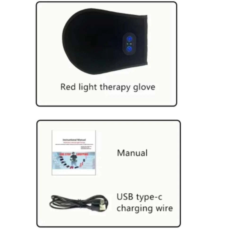 Wireless Rechargeable 660& 850 nm Red & Infrared Light Therapy Glove For Hand Arthritis Fingers Wrist Pain Relief Mitten Glove