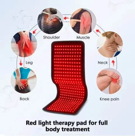 360pcs LED Red Light Therapy Pad 660nm & 850nm Near Infrared Heating Belt for Back, Shoulder, Joint Pain Relief Blanket