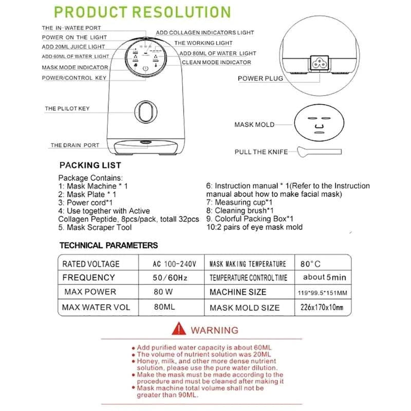 Professional for Facial Mask Machine Collagen Fruit Vegetable DIY Automatic for Facial Care Masks Maker Machine Drop Shipping