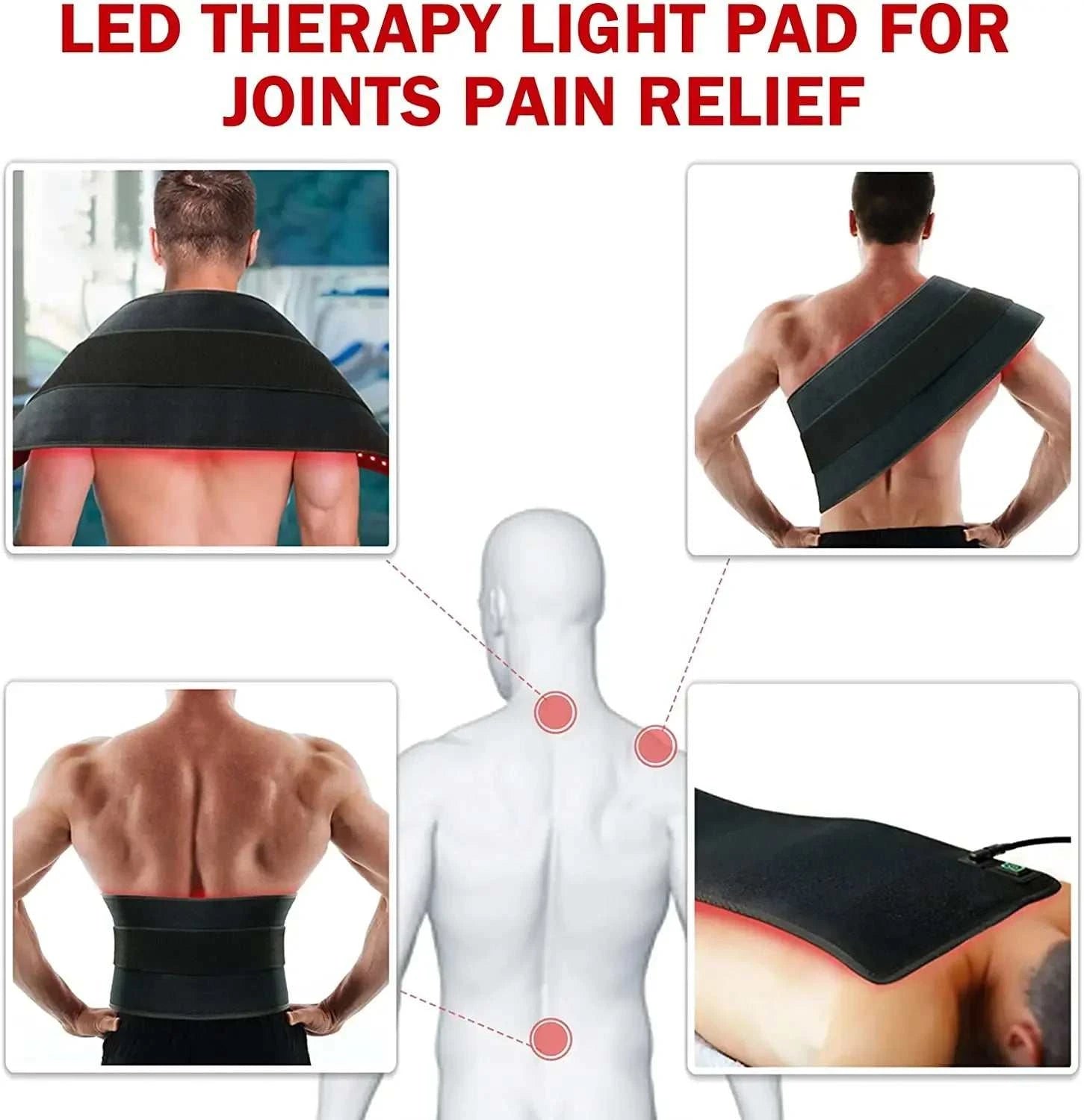 360pcs LED Red Light Therapy Pad 660nm & 850nm Near Infrared Heating Belt for Back, Shoulder, Joint Pain Relief Blanket