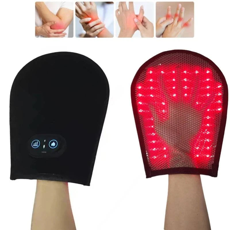 Wireless Rechargeable 660& 850 nm Red & Infrared Light Therapy Glove For Hand Arthritis Fingers Wrist Pain Relief Mitten Glove