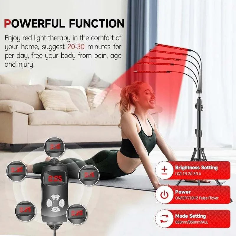 30W German Red Light Therapy Lamp With Stand Adjustable 660&850nm Reduce Muscle Pain Infrared Lamp Anti-wrinkle Beauty Device