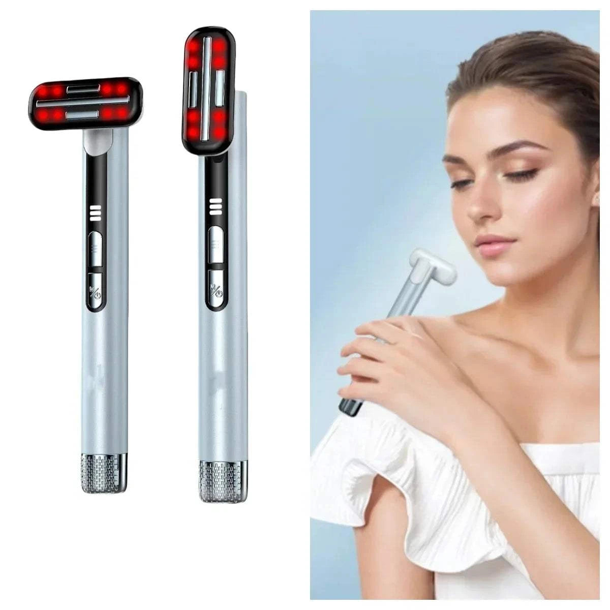 7 Colors Red Light Facial Wand EMS Microcurrent Face Lifting Device Eye Neck Massager Skin Tightening Skin Care Beauty Tool