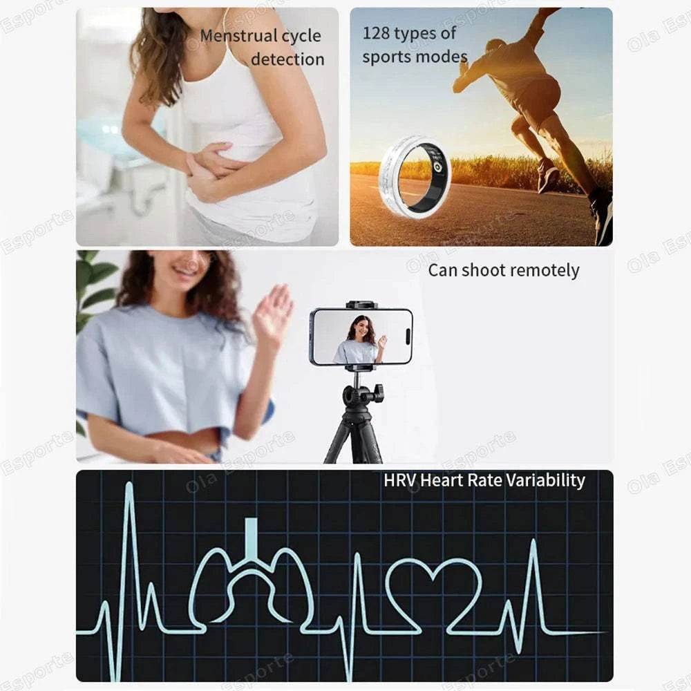 2025 New Smart Ring Lady Heart Rate Sleep Health Monitor Menstrual cycle detection IP68 Waterproof Fashion Sport Rings Women Men