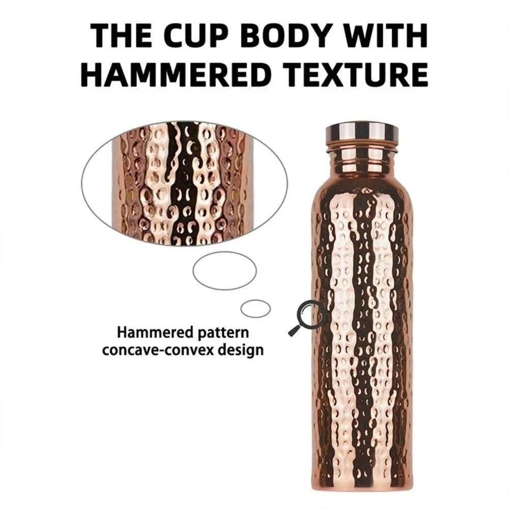 800ML Copper Water Bottle One-Click Open Lid Anti-Slip Silicone Base Leakproof Sports Bottle Thermal Insulation