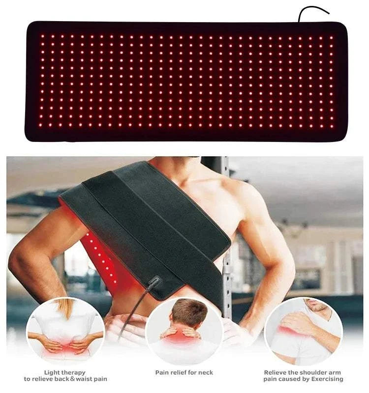 360pcs LED Red Light Therapy Pad 660nm & 850nm Near Infrared Heating Belt for Back, Shoulder, Joint Pain Relief Blanket
