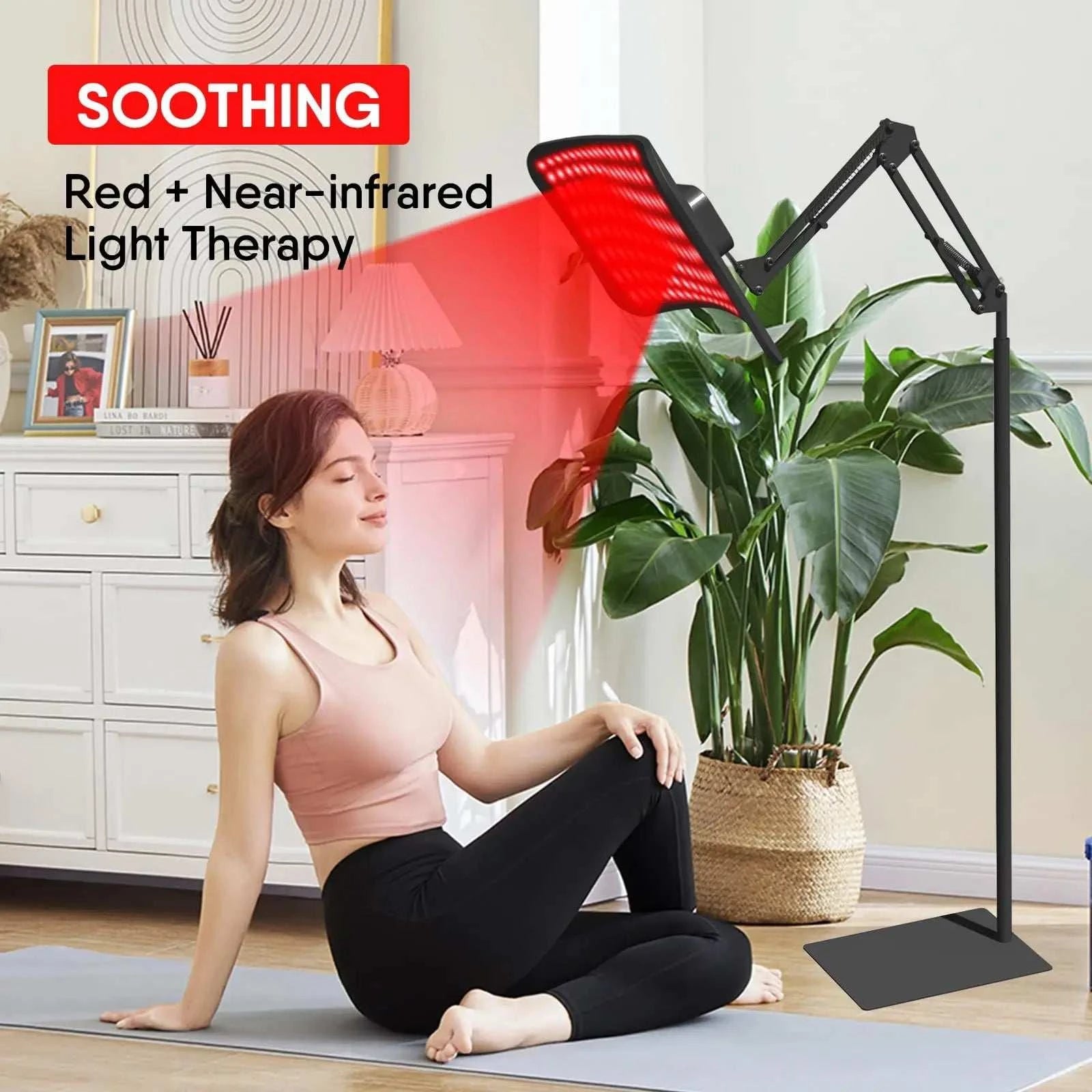 Red Light Therapy Panel with Adjustable Stand,Dual Chip 660&850 nm LED Near Infrared Light Device for Skin Health, Pain Relief