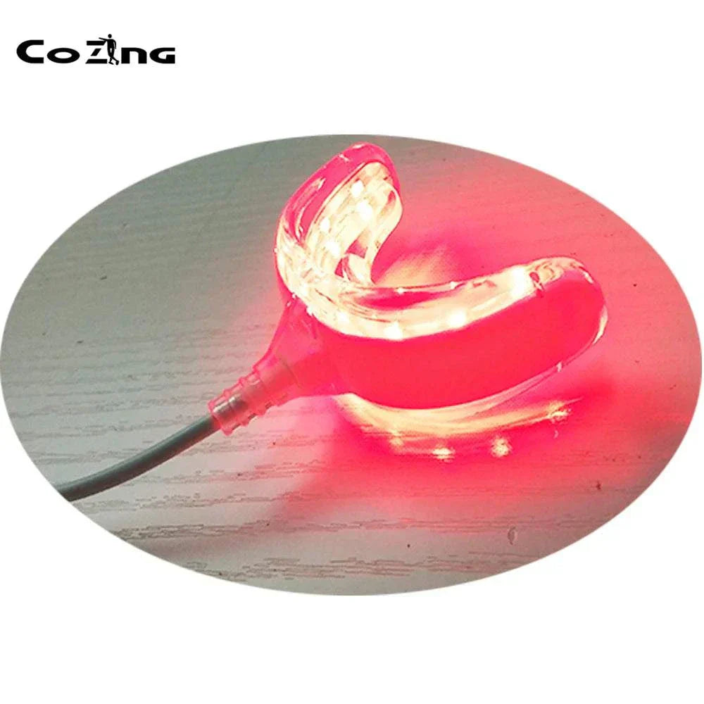 Portable red light infrared therapy device for oral health and physiotherapy.