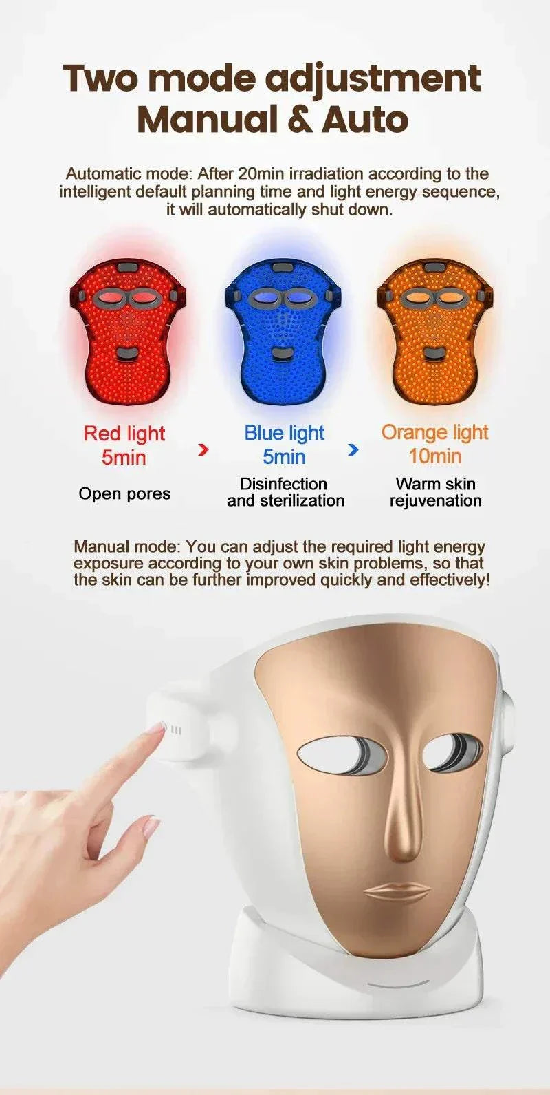 New Arrival Red Light Therapy Facial Mask for Neck with Photon 850nm Far.