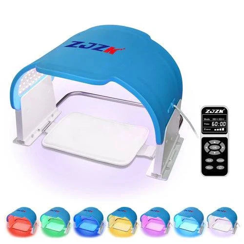 LED light therapy mask with adjustable settings and multiple color options, designed for anti-aging and skin rejuvenation.