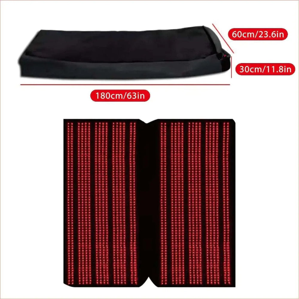 2460 LEDs 3-in-1 Chips Infrared LED Light Therapy Mat with 660nm and 850nm wavelengths for pain relief and well-being enhancement.