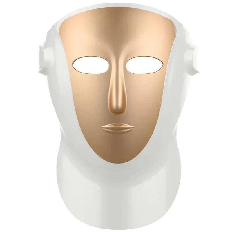 New Arrival Red Light Therapy Facial Mask with Neck Photon 850nm Far Infrared, Champagne Gold and Pearl White.