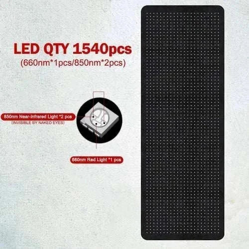 700w high irradiance red light therapy mat with 660nm and 850nm near-infrared LEDs, flicker-free design.