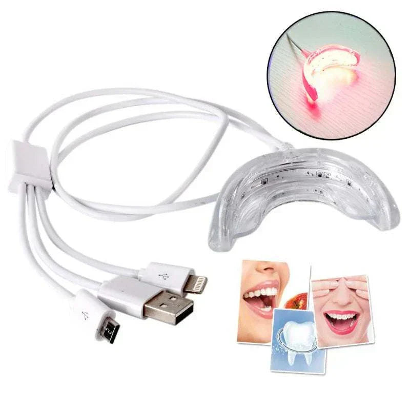 Portable handheld red light infrared therapy device for oral health and pain relief.