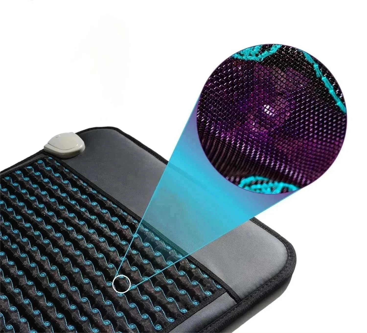 Electric PEMF massage mat with natural amethyst jade; low EMF design for enhanced body recovery and relaxation.