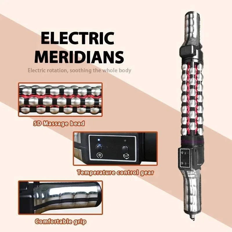 Muscle Massage Roller with Red Light Therapy - Deep Heat Compression & Meridian Massage Stick Muscle Soreness Relief Relaxation