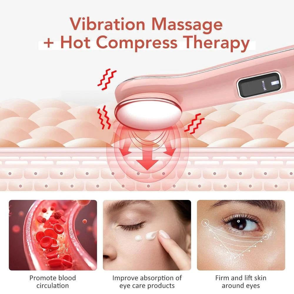 Vibration Red Light Eye Massager Pen Hot Compress Beauty Anti Wrinkles Eye Lifting Wand Eye Care for Dark Circles Eye Bag Reduce