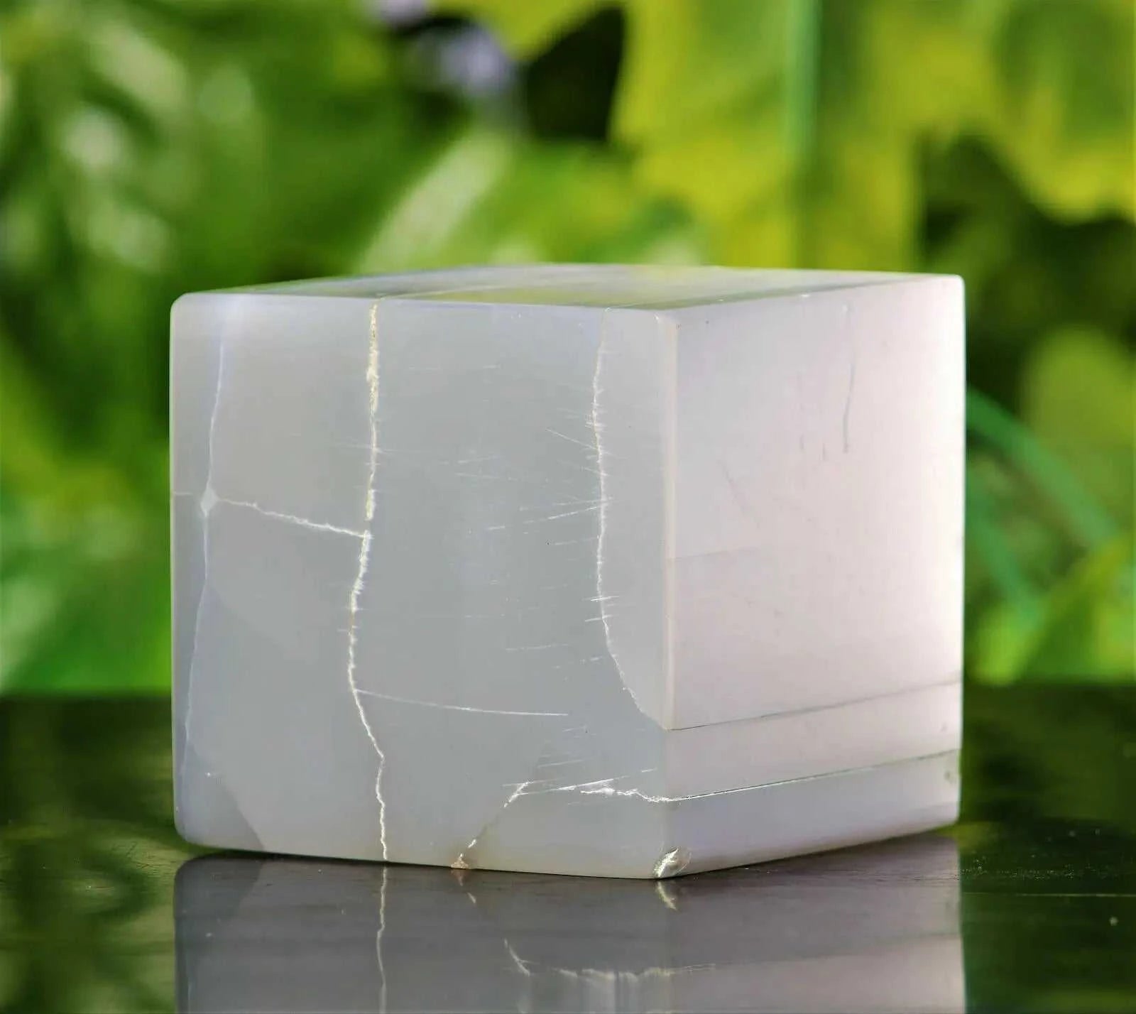 XL Selenite Crystal Charging Disk Plate Cube Square Statio Block Healing Cleanse-1PC