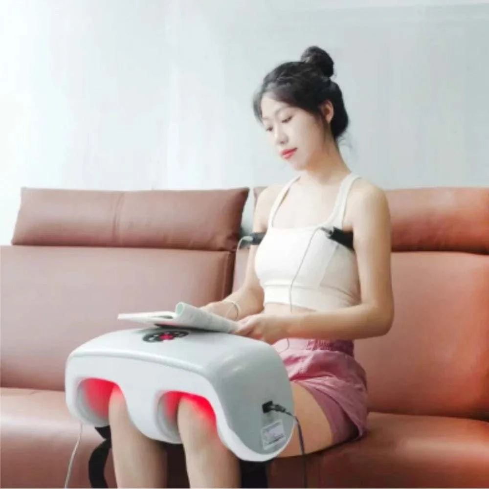Best Price Pain Relief Joint Massage Machine Blue and Red Light Therapy Physiotherapy Hot Compress Knee Massager With Heat Whole