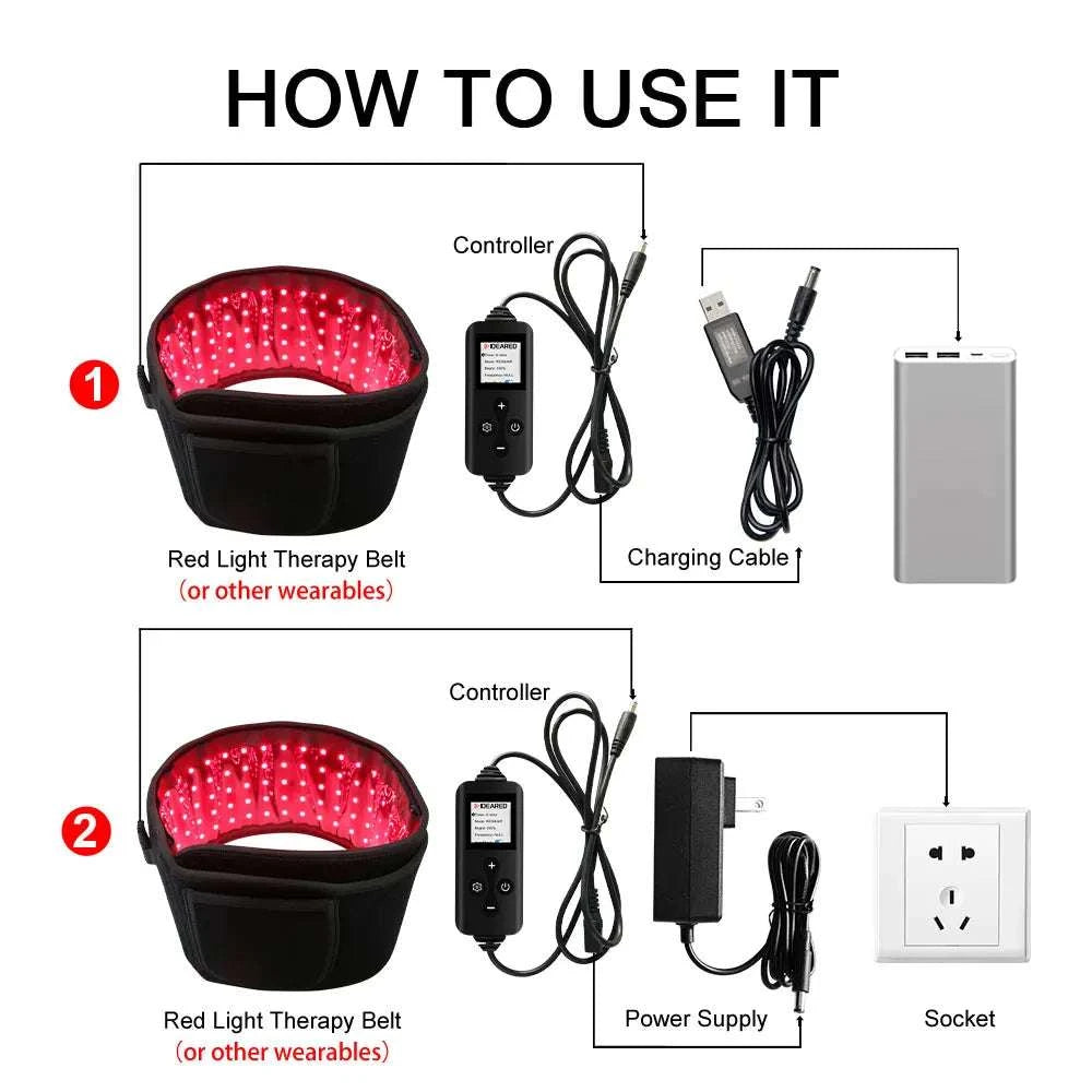 2026 ADVASUN Home Use 660nm 850nm Red Light Therapy Infrared Belt Wrap Belt Led Red Light Therapy Belt