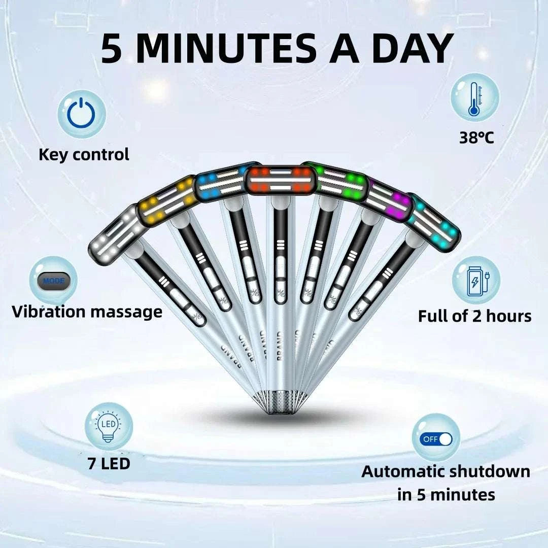 7 Colors Red Light Facial Wand EMS Microcurrent Face Lifting Device Eye Neck Massager Skin Tightening Skin Care Beauty Tool