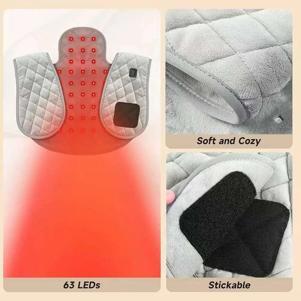 Shoulder Back Heating Pad RedLight Therapy for Body Wearable Near Infrared Shawl Therapy Belt Neck Warmer Adjustable Temperature