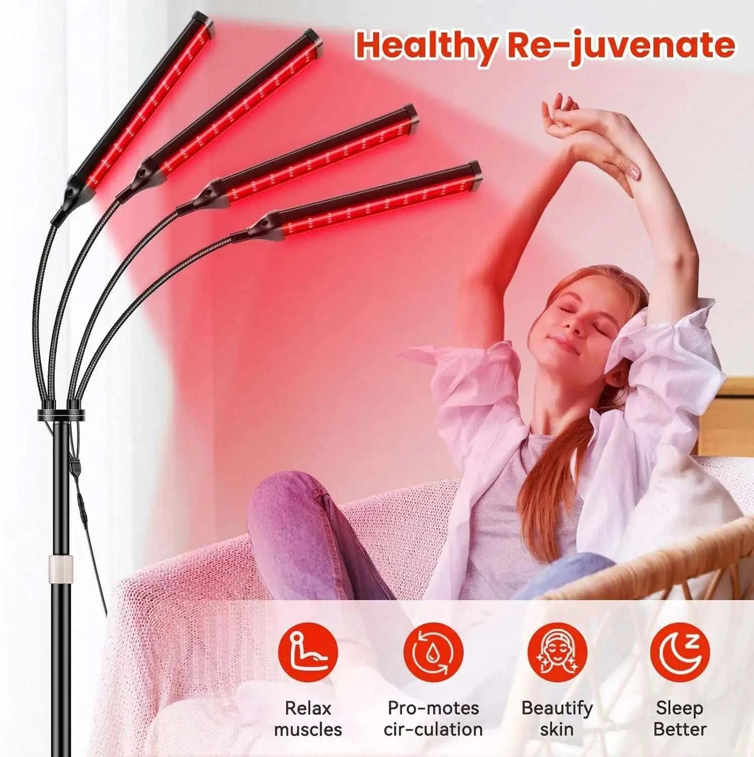 Red Light Therapy Lamp with Adjustable stand, 3in1 Chip 660& 850 nm NearInfrared Light Therapy Device for Face, Body, Pain, Skin